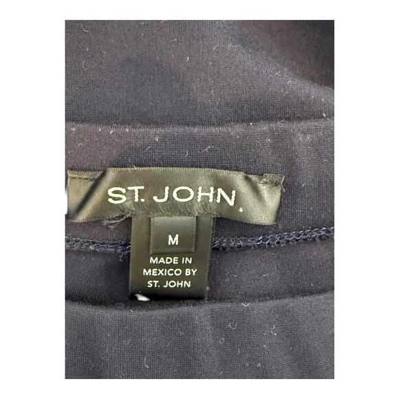 St. John Women's Navy Blue Stretch Pants Size Medium Casual Solid Side Zip - Picture 3 of 7